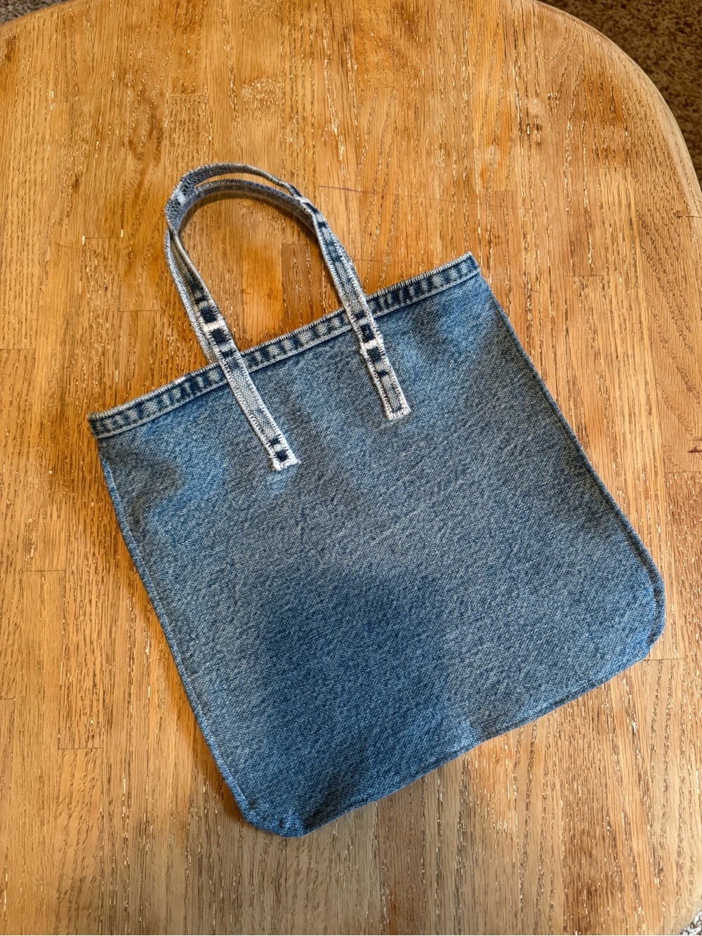 Small Denim Slim Tote Bag -10x10 inches - Hand-sewn by me - Picture 7 of 12